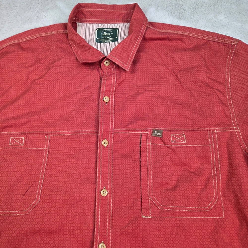 G.H. Bass & Co. Explorer Button Down Shirt Mens 3XL Utility Short Sleeve Red New